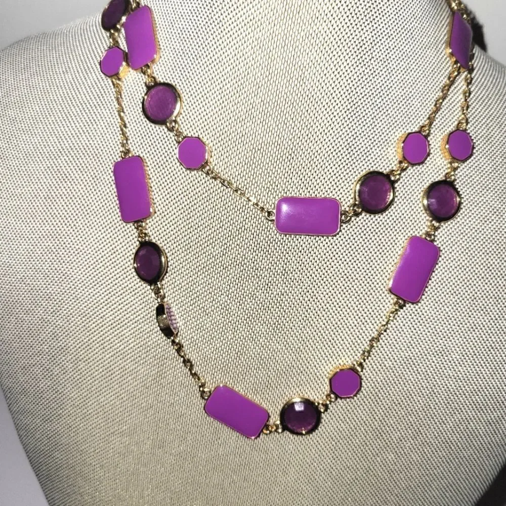 Kate Spade Long Station Scatter Necklace In Purple Enamel Glass